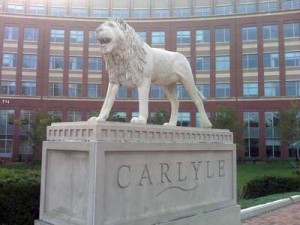 Lion statue at entrance of Carlyle District office complex