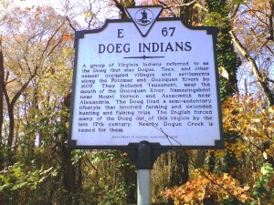 Doeg Indians Marker at the pull off area along VA 235