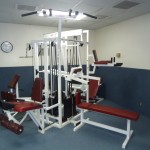 The gym offers a variety of work out equipment