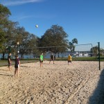 The volleyball courts are close to King St.