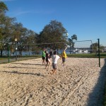 The volleyball courts are on Union St.