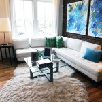 A fully furnished living room in a Old Town Commons townhome