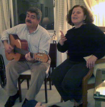 Marion and her husband on the guitar
