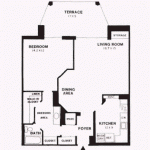 floorplan for 1BR Model AA, 850