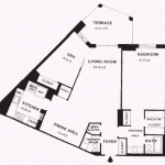 floorplan for 1Br, Model C, 1045