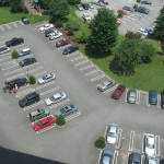 parking lot as seen from a balcony