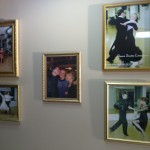 There are several pictures of dancers on the walls of the Lioudmila Dance Studio