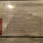 The menu for the wine samples