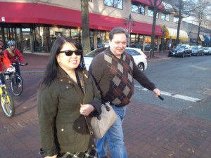 Will and Julie Nesbitt cross the street in Shirlington