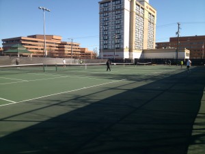 Old Town North has pick up tennis games at Montgomery Park