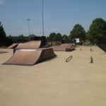 A skate park in Alexandria in the summer