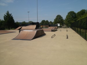 A skate park in Alexandria in the summer