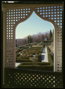 View from gazebo located southest of house in garden Gunston Hall 1981