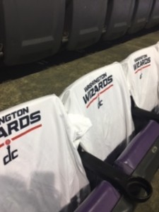 Give away shirts at Verizon Center