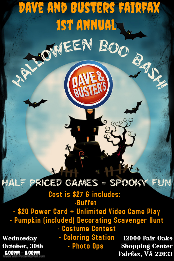 Attend Dave & Buster's Fairfax Halloween Boo Bash in Fairfax Real